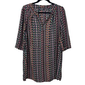 Papermoon M Stitch Fix Multicolor Boho Tribal Print 3/4 Sleeve Dress Tunic